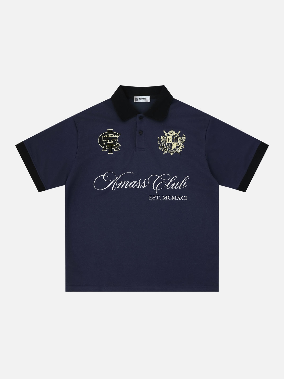 ELEGANTE - Oversized Graphic Polo Shirt Blue | Teenwear.eu