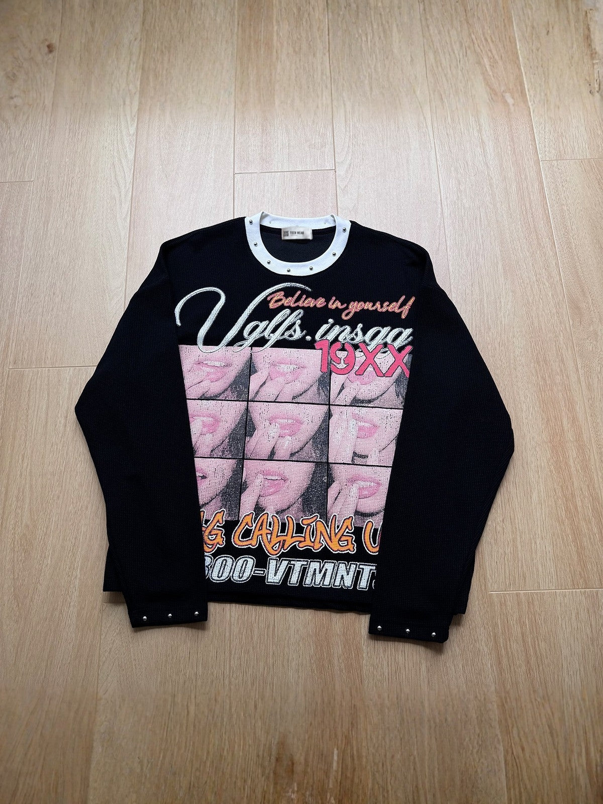 HOTTIE - Printed Waffle Long Sleeve