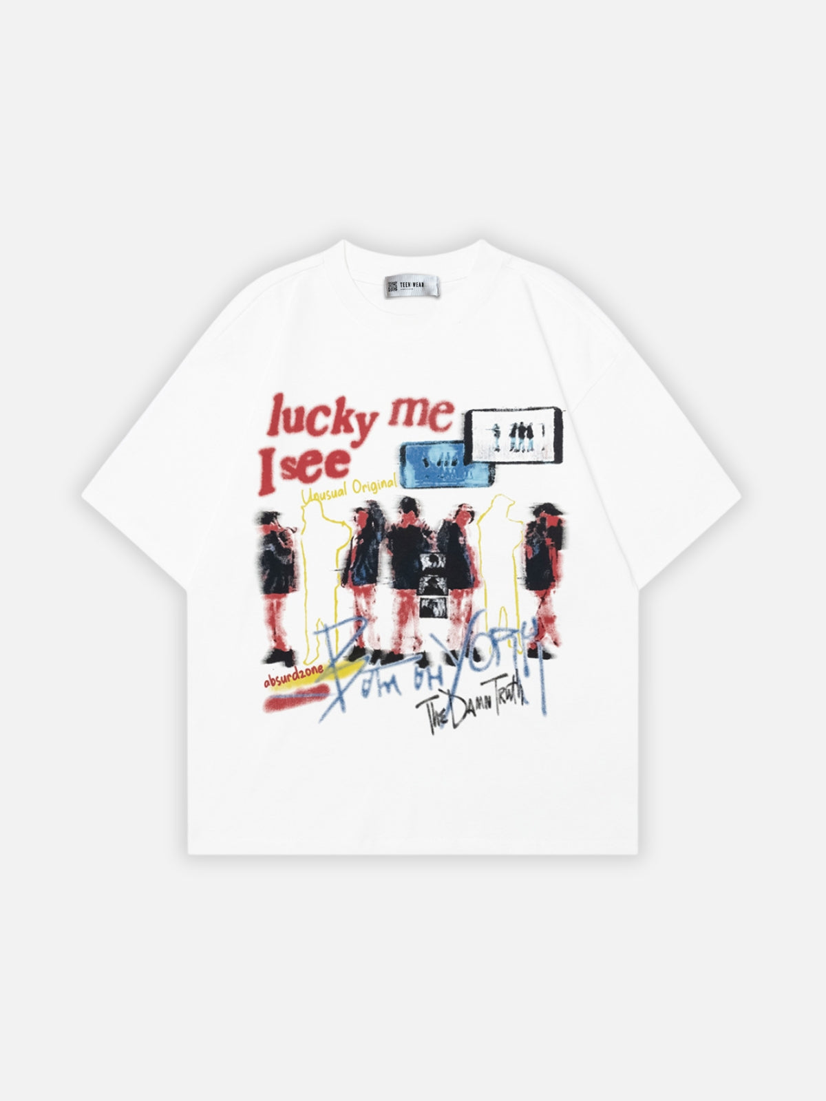 LUCKY ME - Oversized Print T-shirt White | TEENWEAR.EU