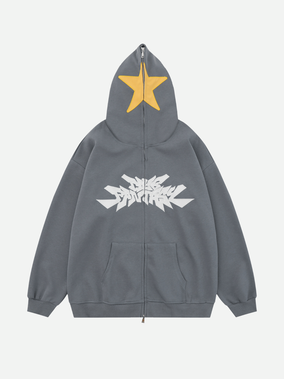 GRAFFITED - Oversized Print Zip Up Hoodie Grey | TEENWEAR.EU