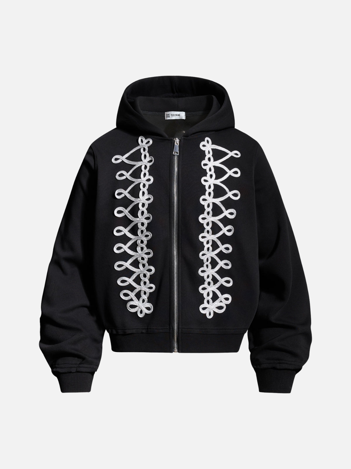BONES - Oversized Embroidered Zip Up Hooded Jacket