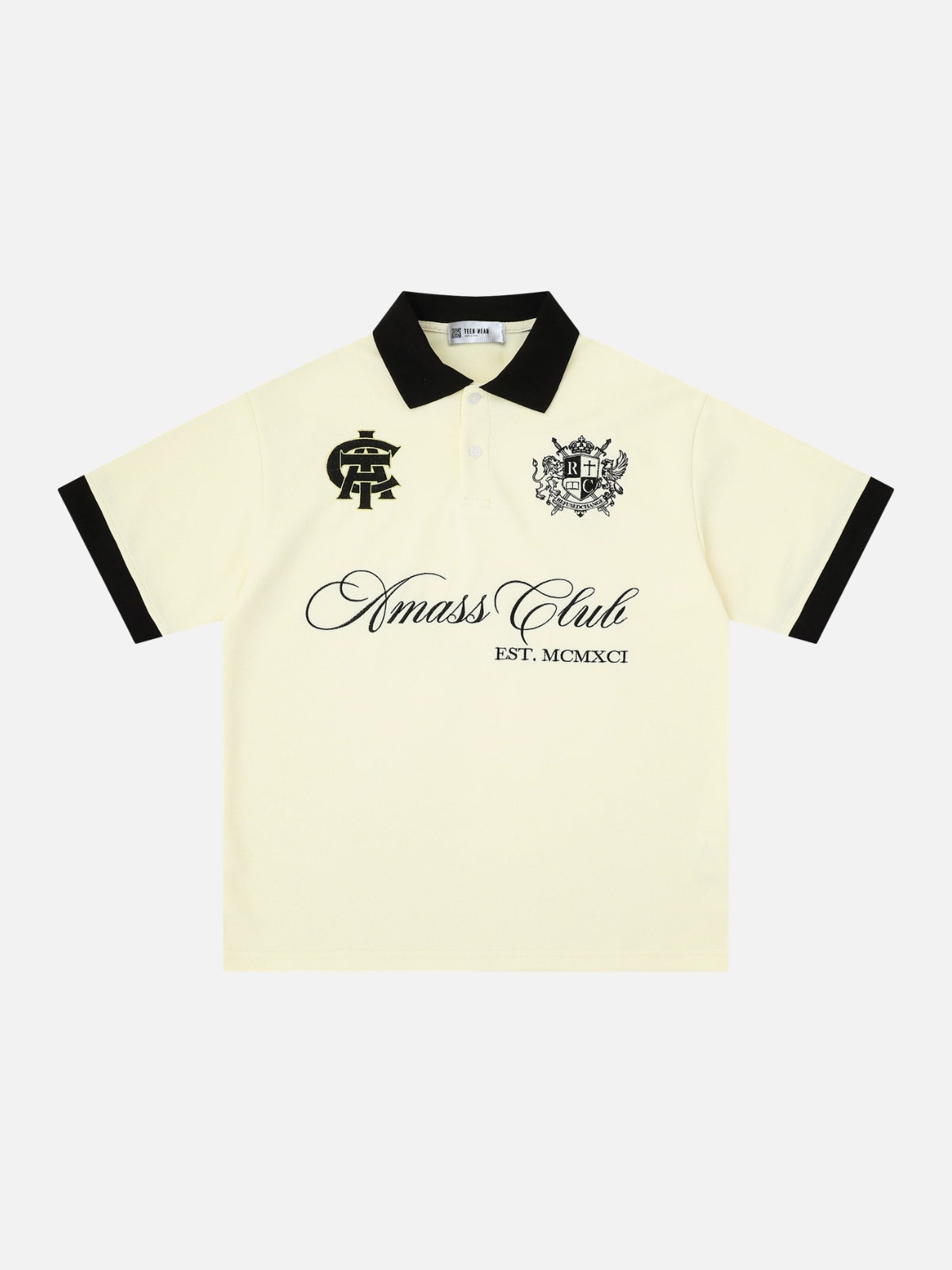ELEGANTE - Oversized Graphic Polo Shirt Beige | Teenwear.eu