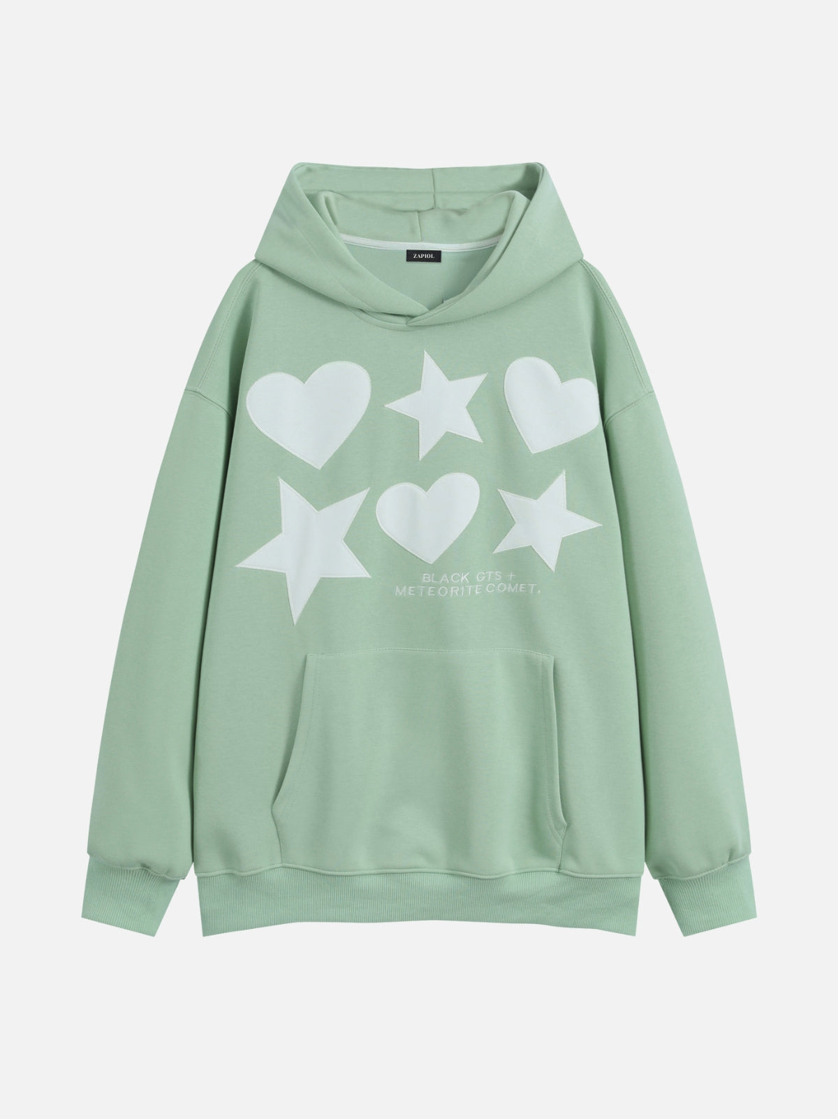 STAR HEARTS - Oversized Graphic Hoodie Green | TEENWEAR.EU