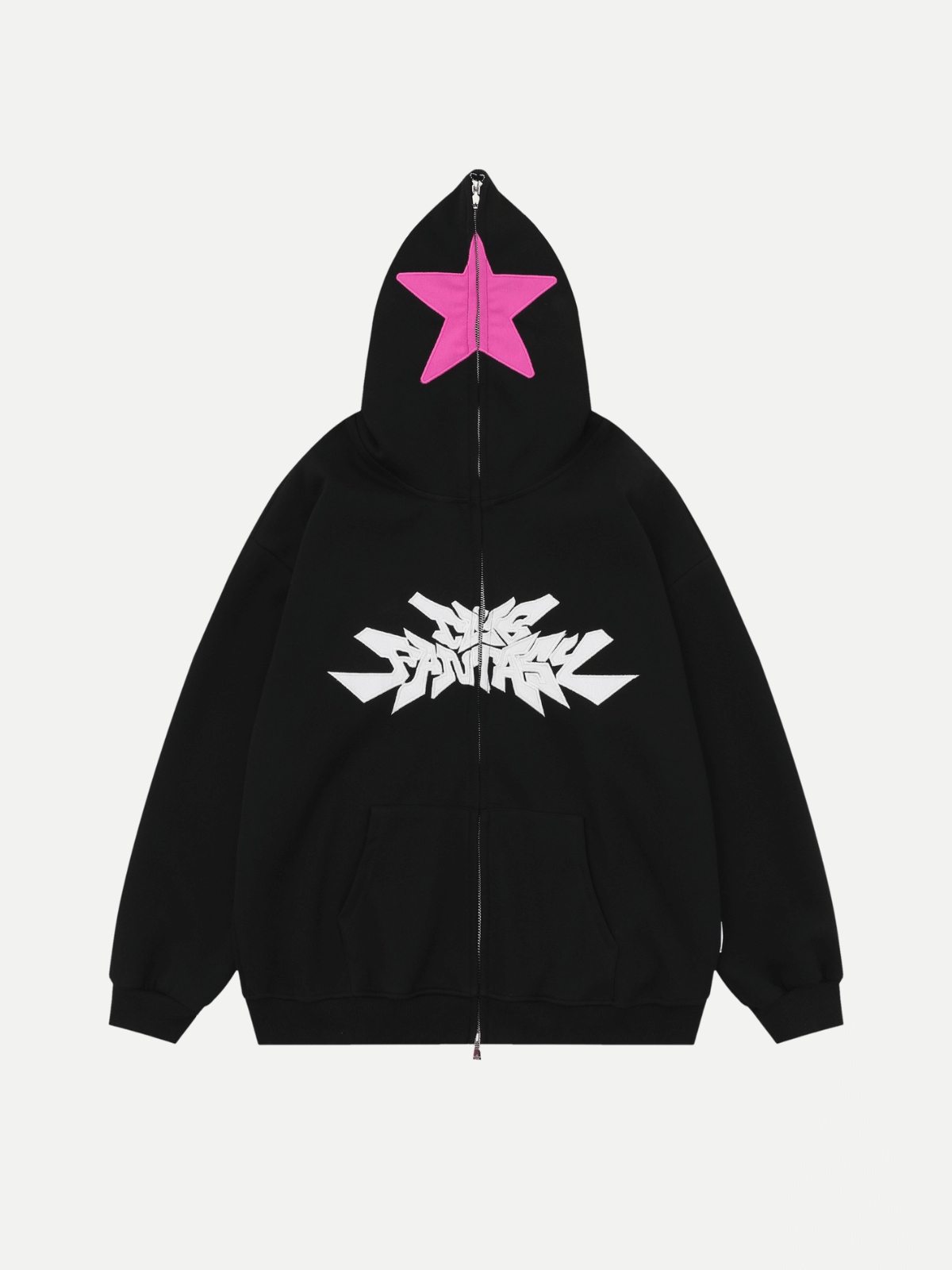 GRAFFITED - Oversized Print Zip Up Hoodie Black | TEENWEAR.EU