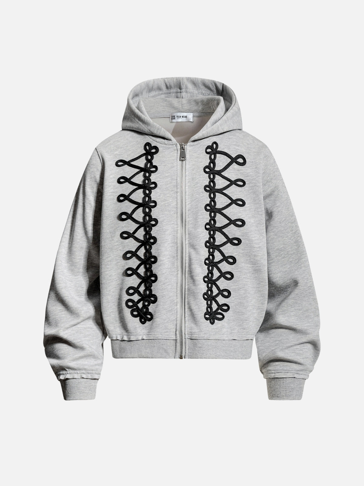 BONES - Oversized Embroidered Zip Up Hooded Jacket