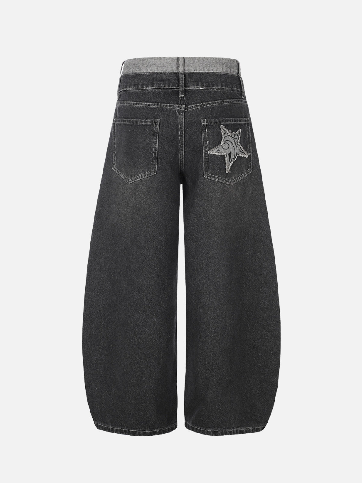STARBEAT - Distressed Star Patch Baggy Jeans