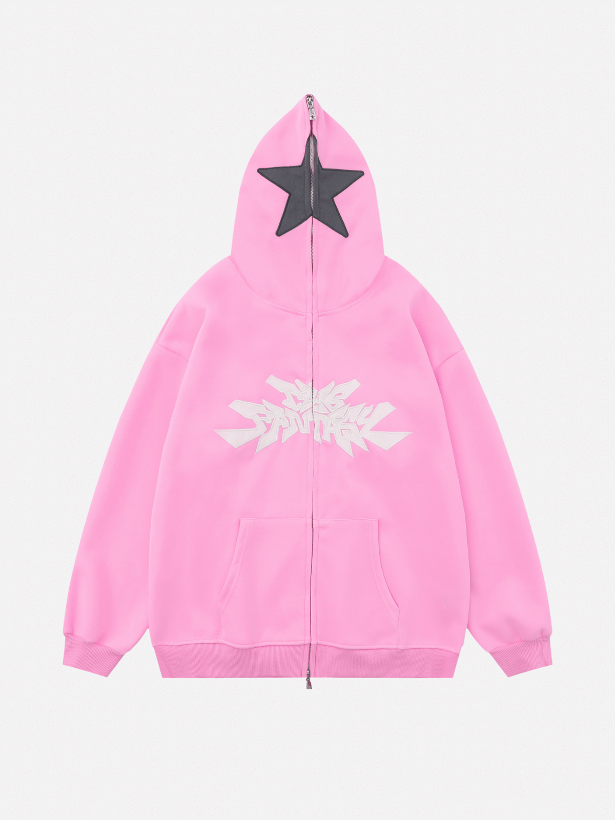 GRAFFITED - Oversized Print Zip Up Hoodie Pink | TEENWEAR.EU