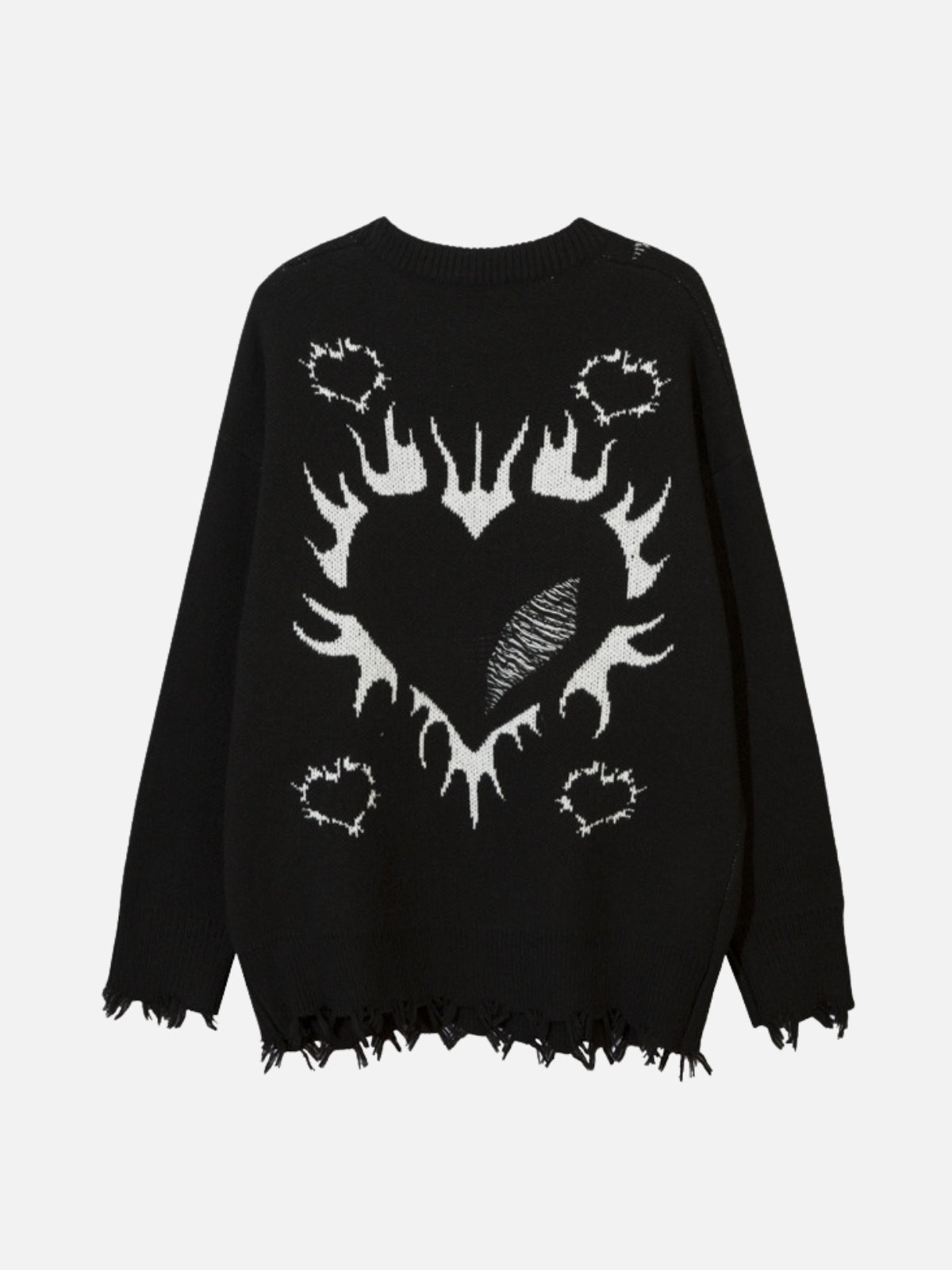 FIRED HEART - Oversized Graphic Sweater Black | TEENWEAR.EU