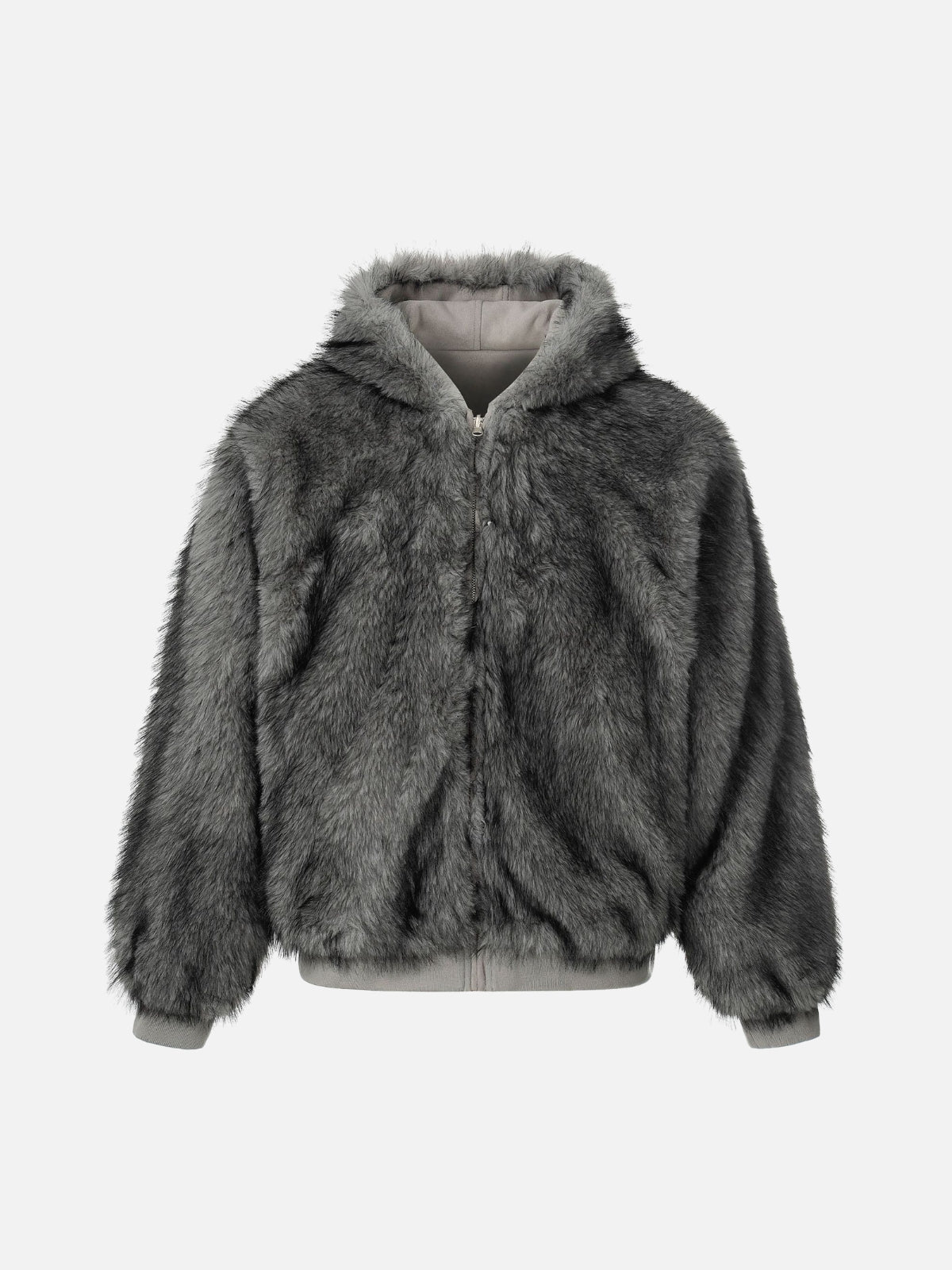 WULFY – Oversized Basic Faux Fur Jacket Grey | Teenwear.eu