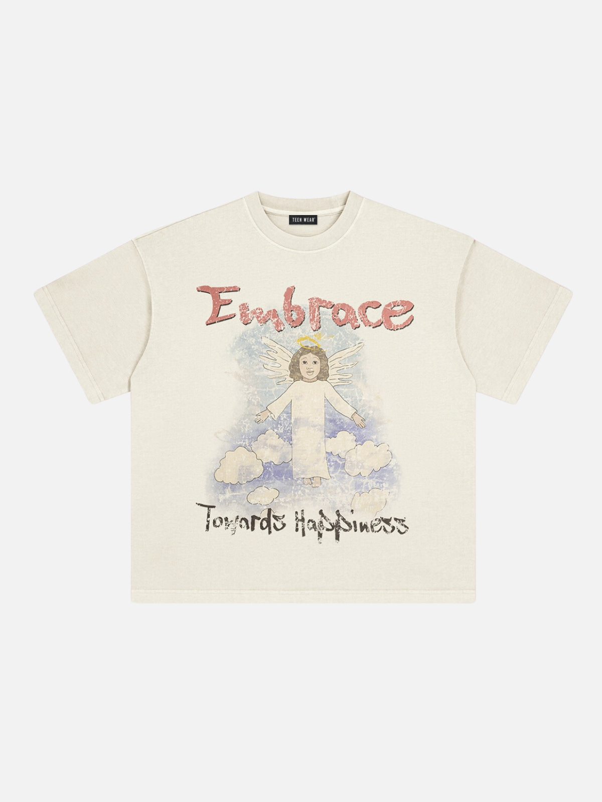 EMBRACE - Oversized Print T-Shirt Beige | TEENWEAR.EU