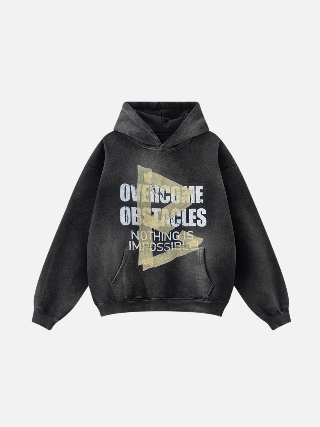 OBSTACLES - Oversized Graphic Hoodie Washed Black | TEENWEAR.EU