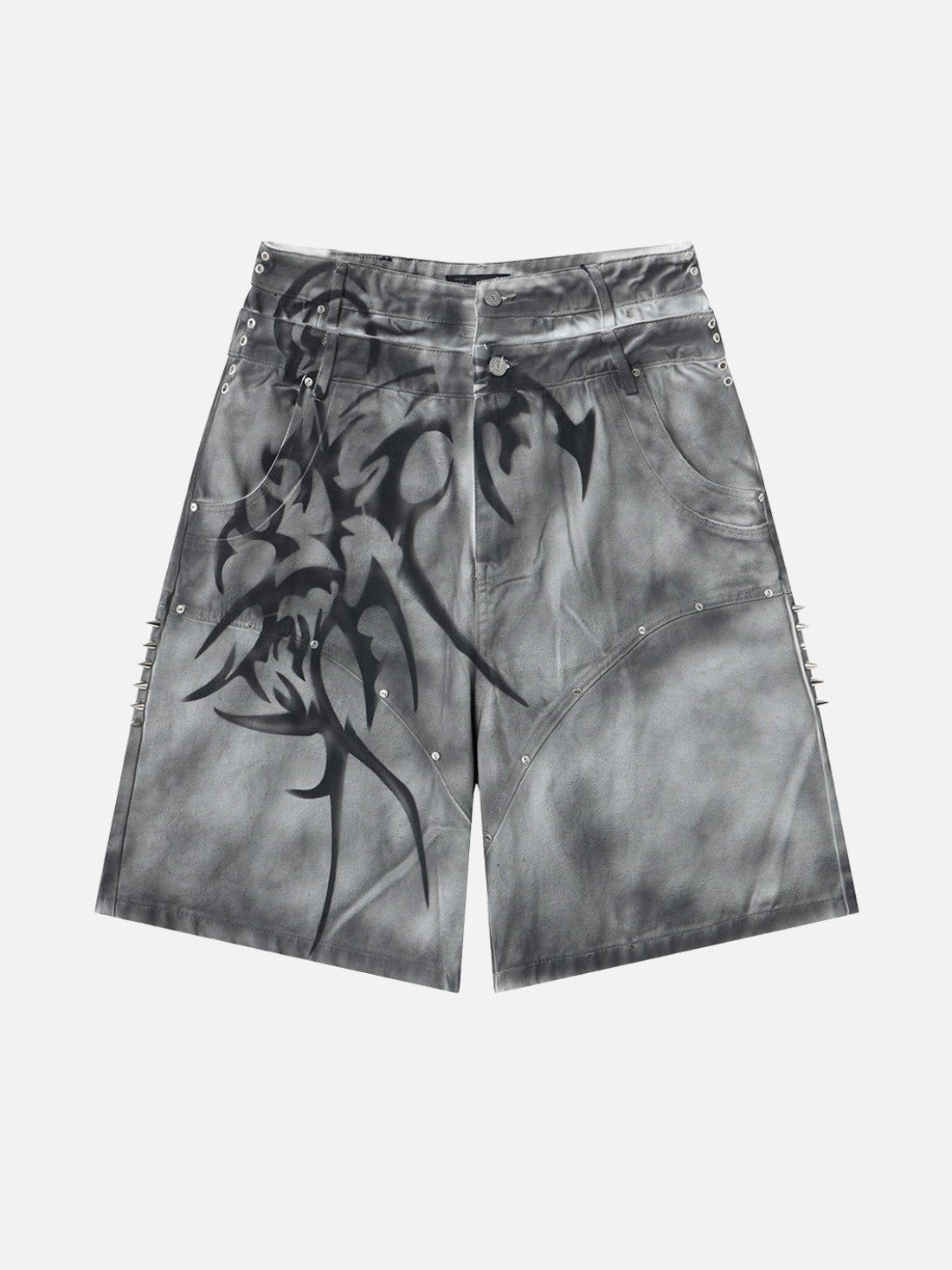 GRAFFE - Baggy Graphic Denim Premium Shorts Grey | Teenwear.eu