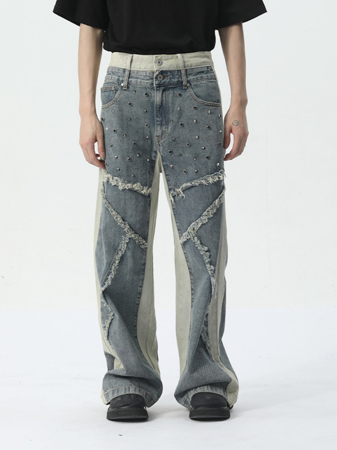 DOUBLES - Loose Rhinestone Embroidered Jeans | TEENWEAR.EU