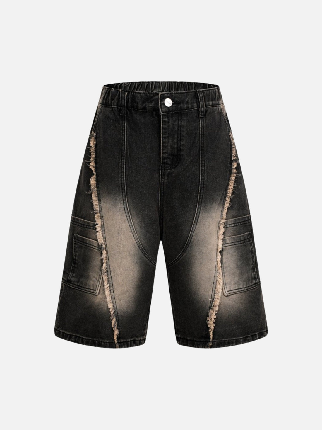 UNDERED - Baggy Embroidered Shorts Washed Black | TEENWEAR.EU