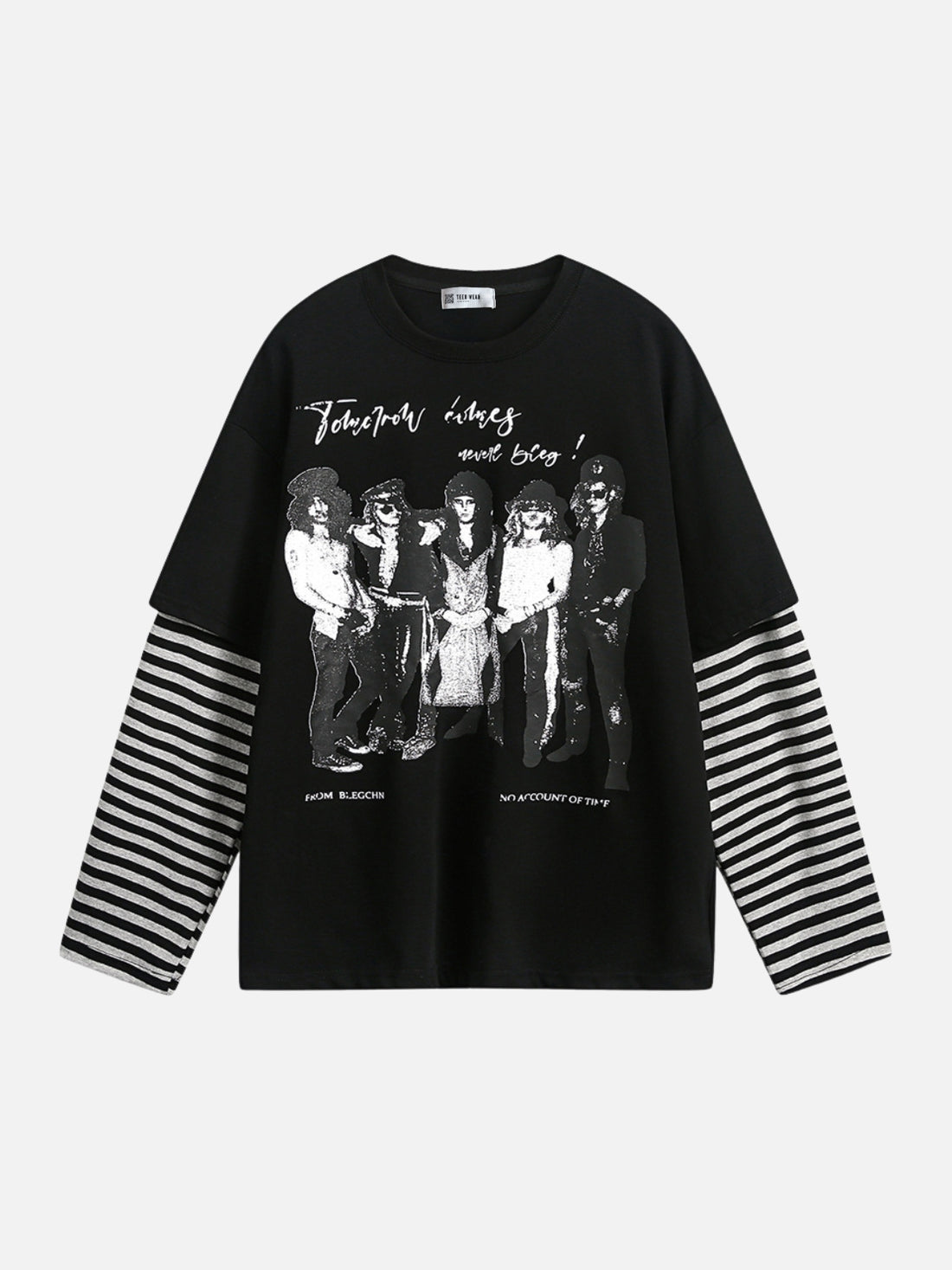 BAND - Oversized Print Long Sleeved T-Shirt Black | TEENWEAR.EU