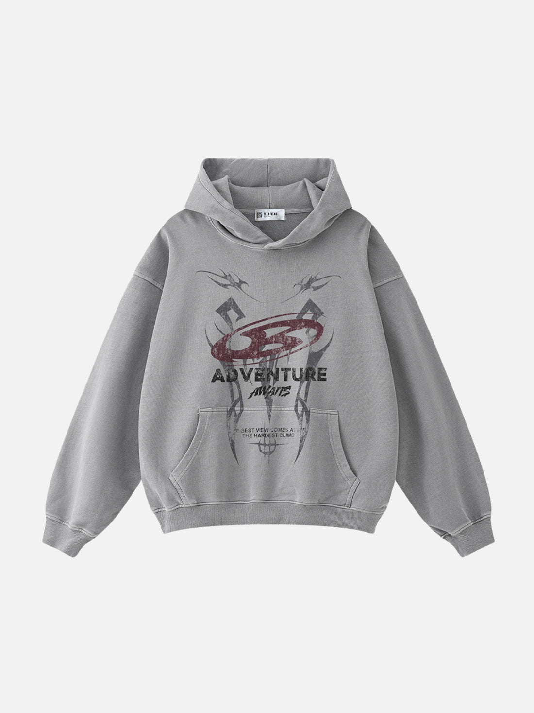 ADVENTURE - Oversized Print Hoodie Grey | TEENWEAR.EU