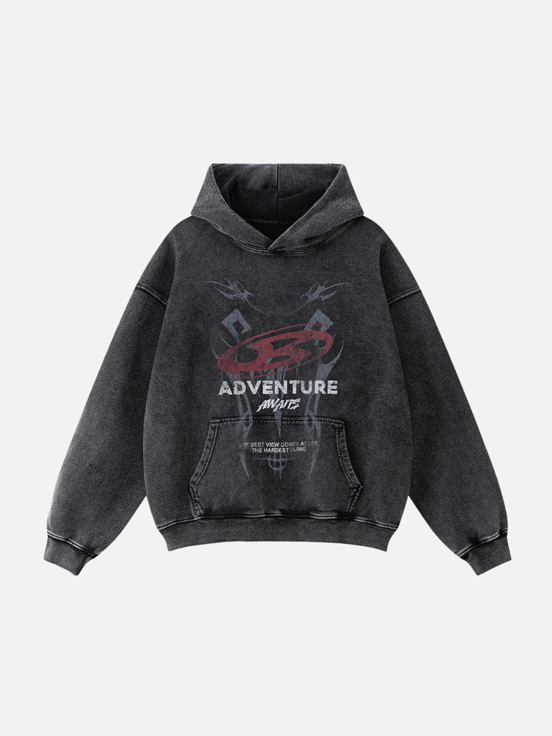 ADVENTURE - Oversized Print Hoodie Grey | TEENWEAR.EU