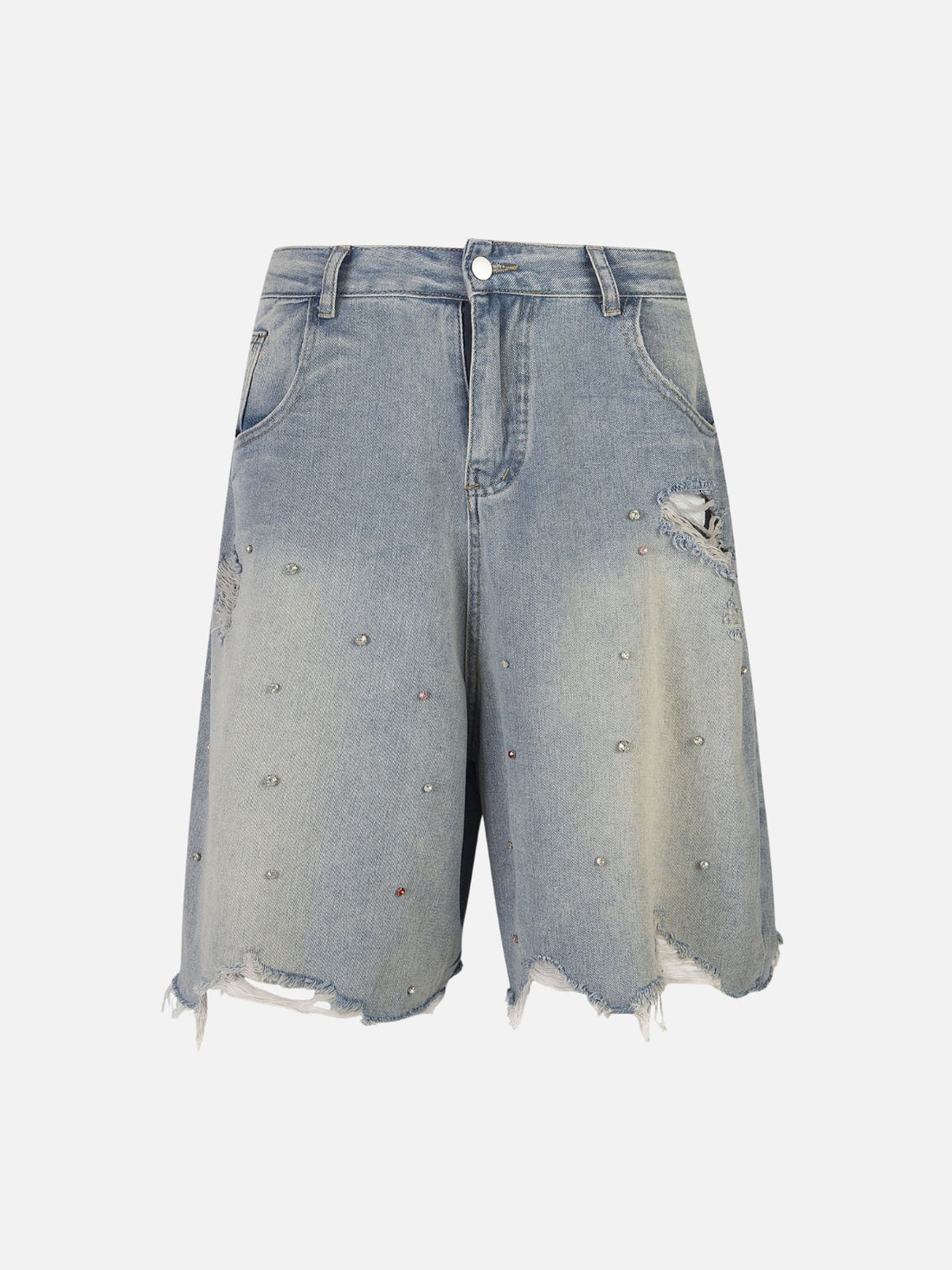 RHINIES - Rhinestone Baggy Denim Shorts Blue | TEENWEAR.EU