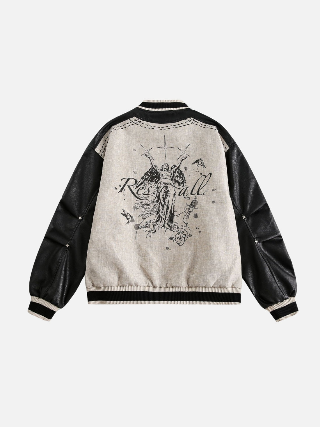 STARLESS - Oversized Graphic Varsity Jacket Beige | TEENWEAR.EU