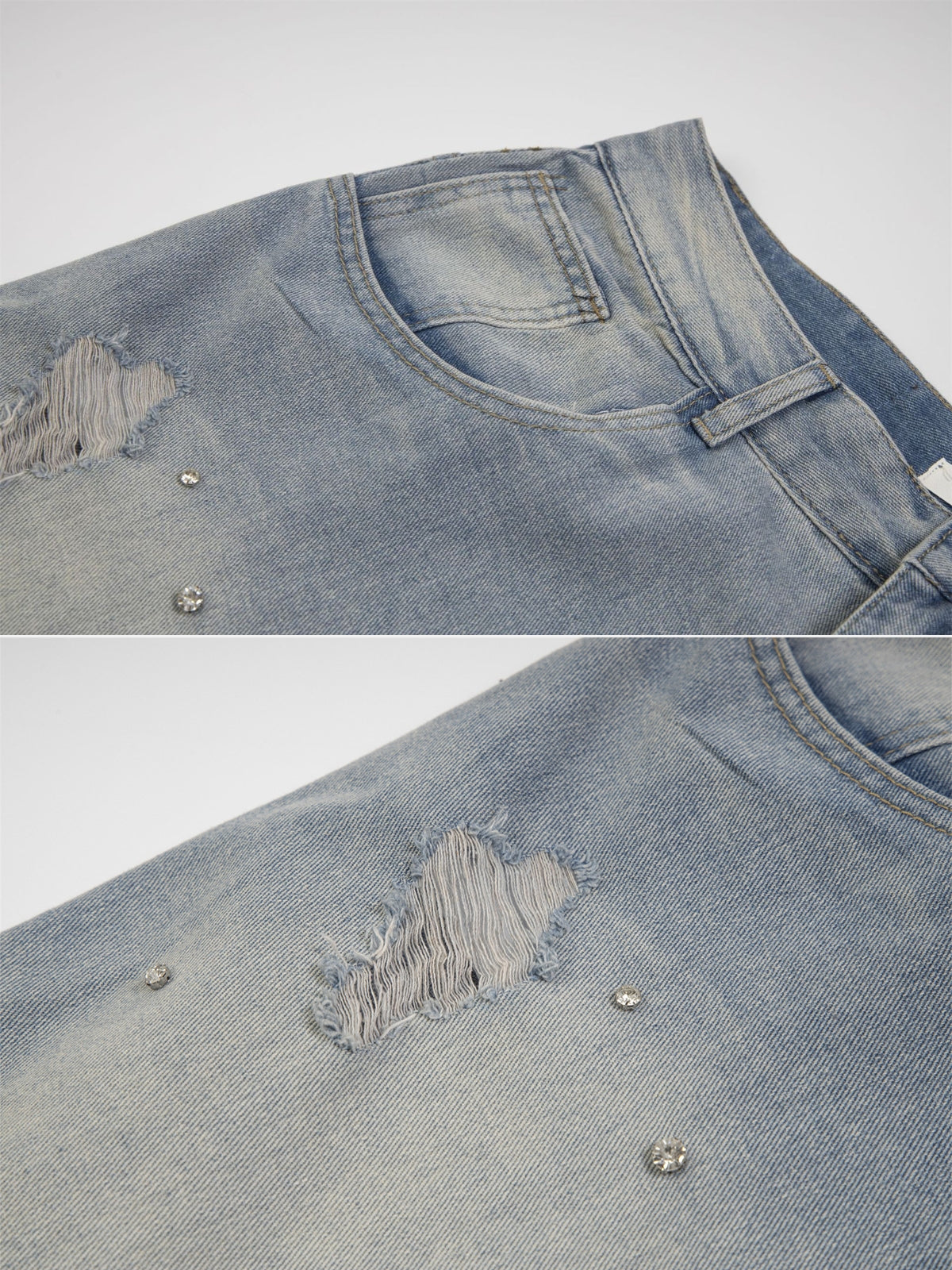 RHINIES - Rhinestone Baggy Denim Shorts | TEENWEAR.EU