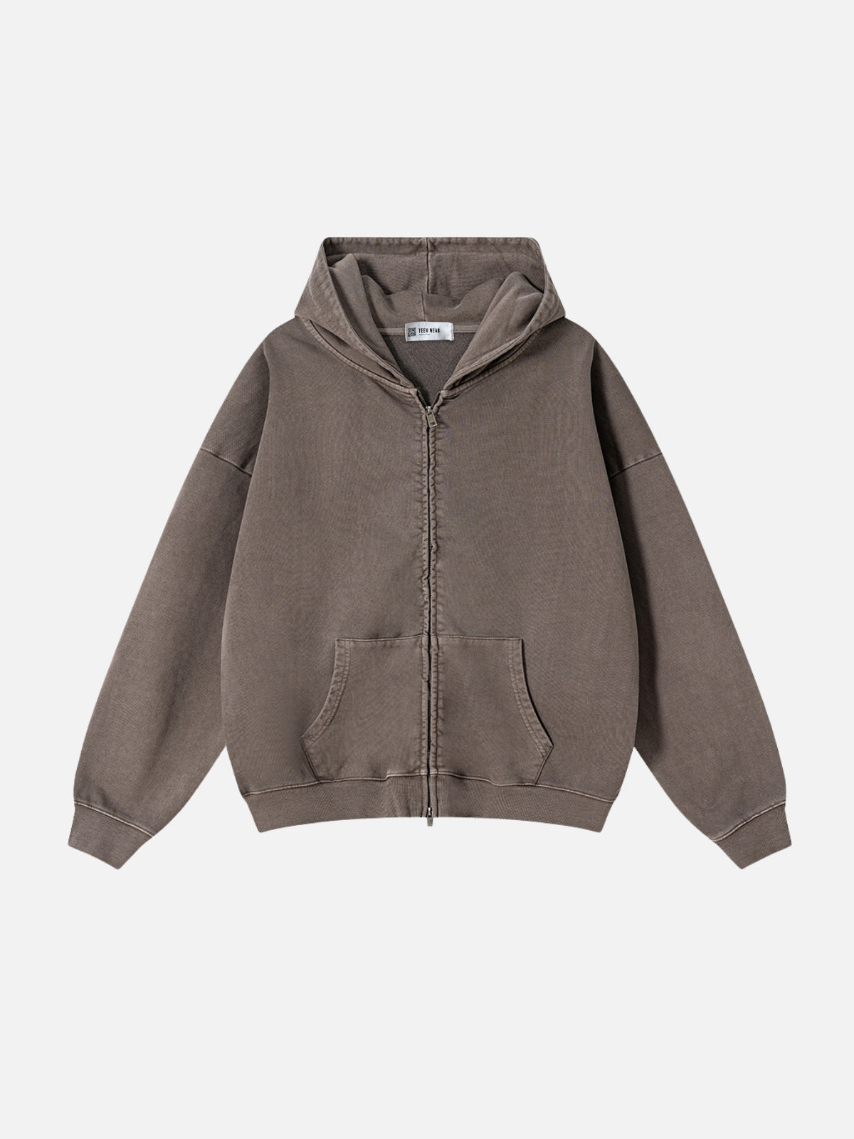 DRYSICK - Premium Oversized Basic Zip Up Hoodie Brown | TEENWEAR.EU