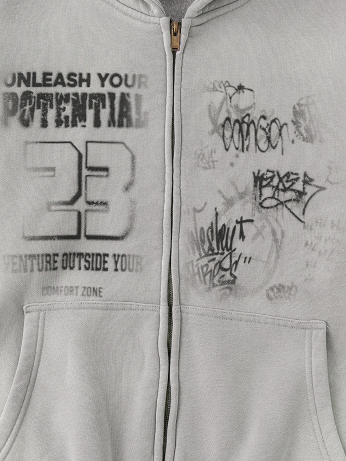 POTENTIAL - Oversized Print Zip Up Hoodie | TEENWEAR.EU