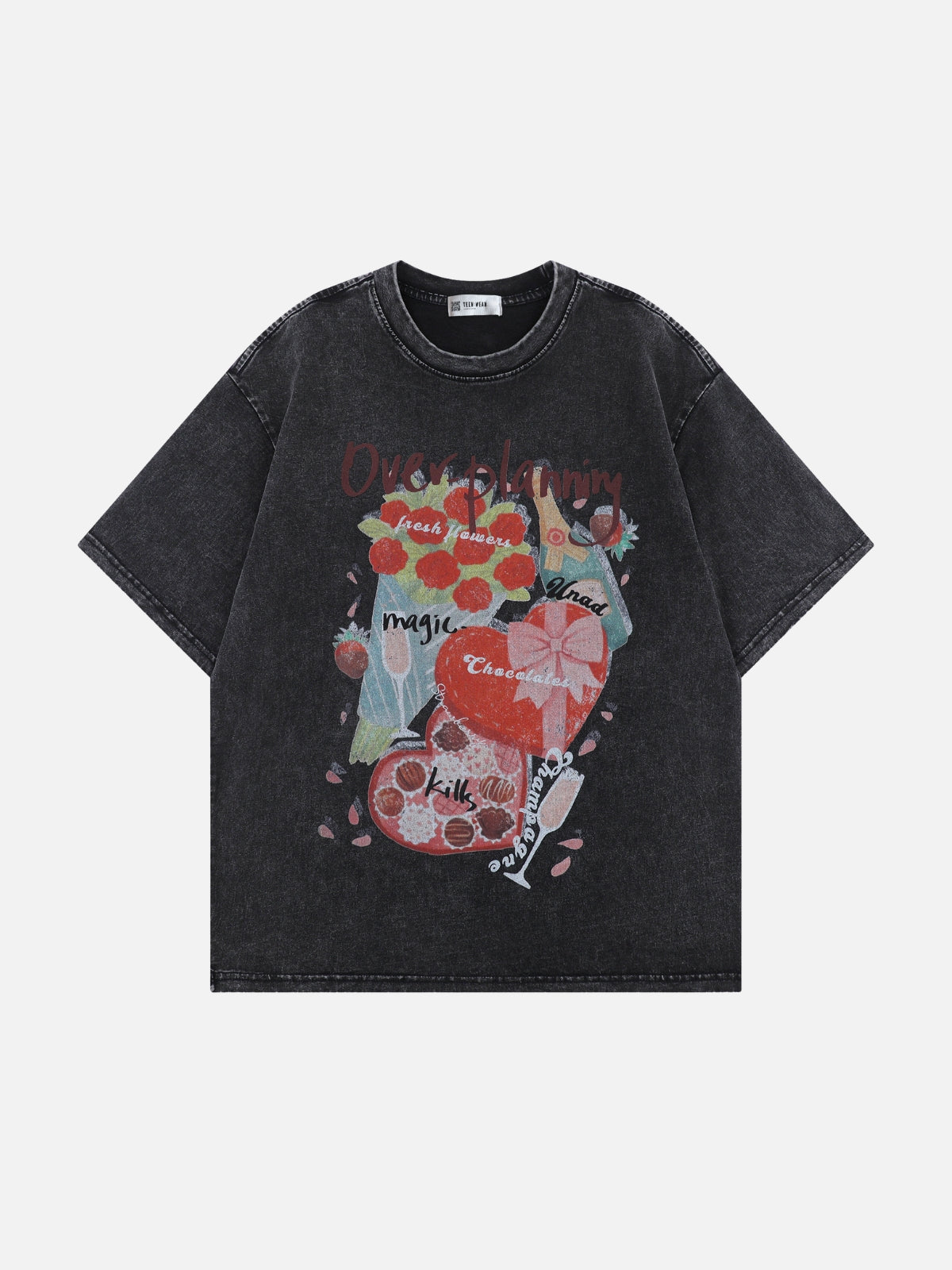 PLANNING - Oversized Print T-Shirt Black | TEENWEAR.EU