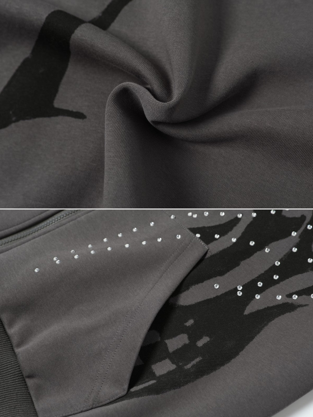 FIRODA - Oversized Rhinestone Zip Up Hoodie | TEENWEAR.EU