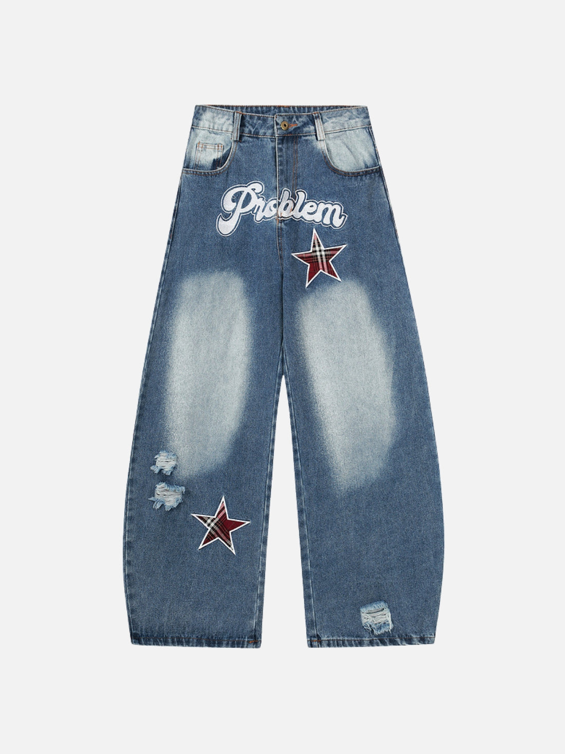 PROBLEM - Baggy Embroidered Jeans Blue | TEENWEAR.EU