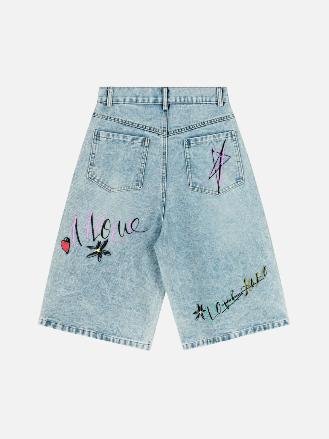 SKICAAR - Baggy Graphic Denim Jorts