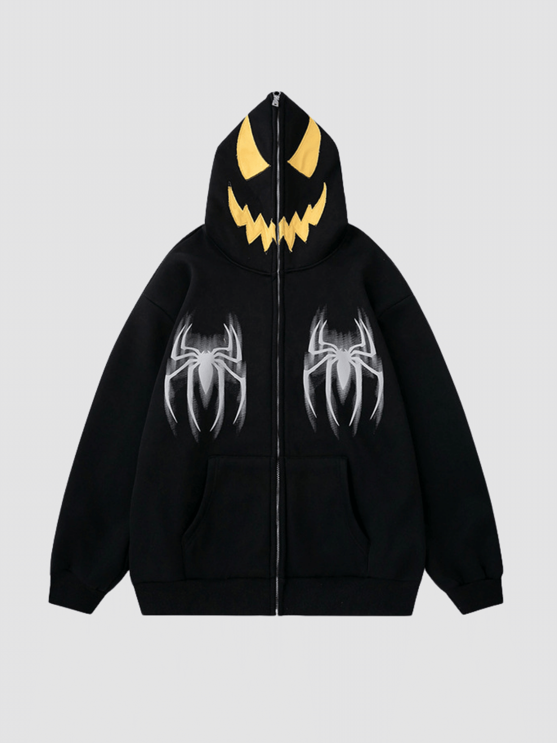 SPIDER SMILE - Oversized Print Zip Up Hoodie Black | TEENWEAR.EU