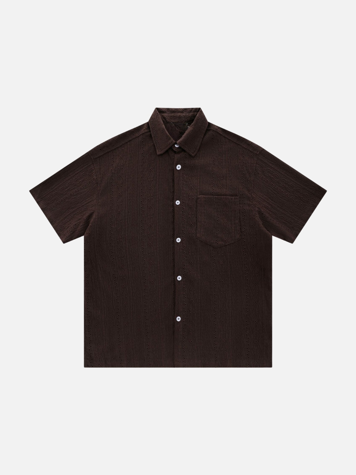 NACED - Relaxed Textured Short Sleeve Shirt Brown | TEENWEAR.EU
