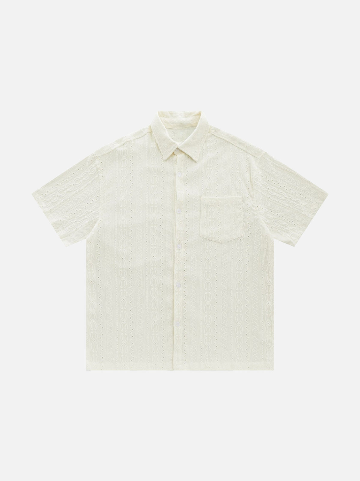 NACED - Relaxed Textured Short Sleeve Shirt Beige | TEENWEAR.EU