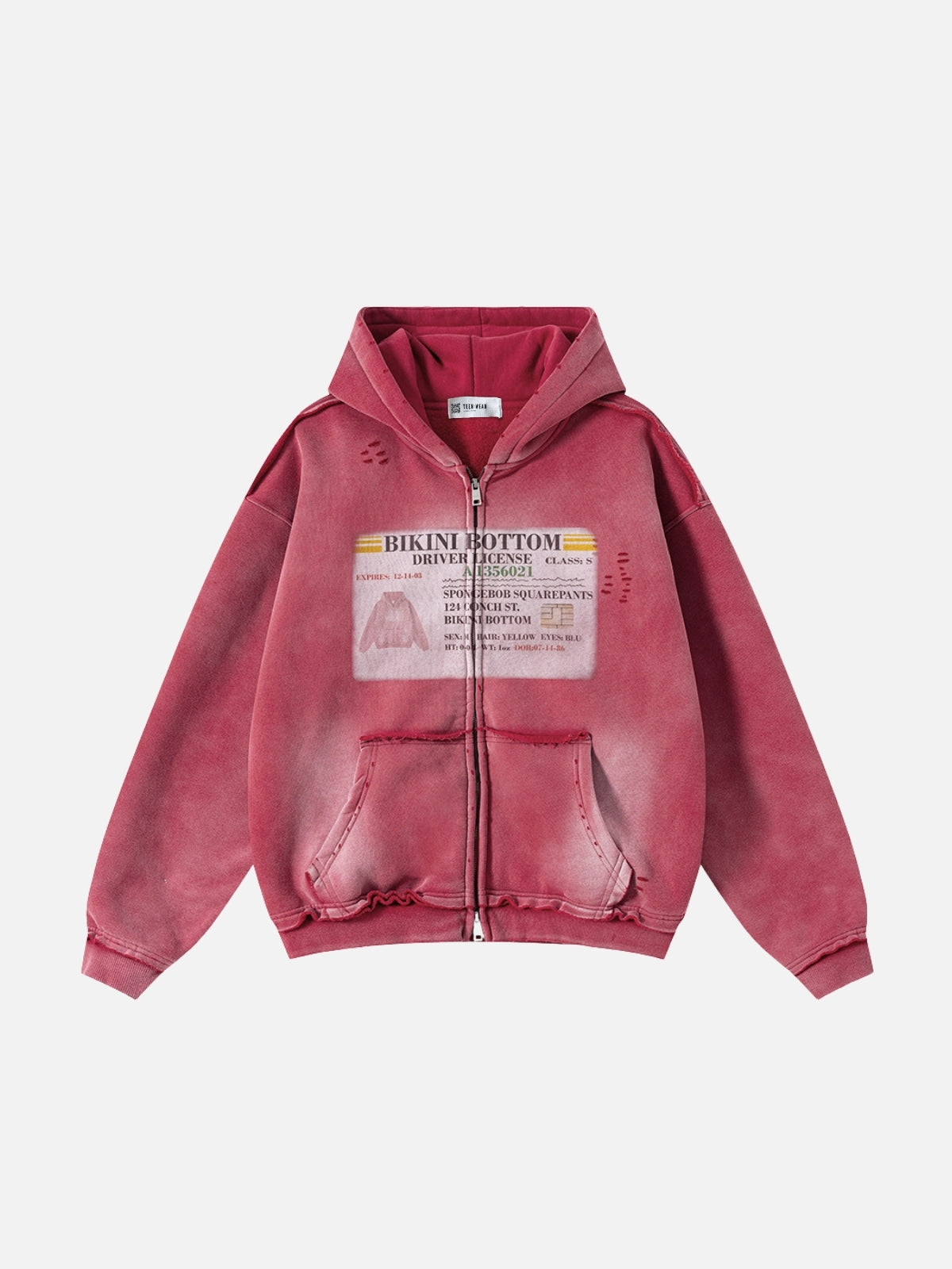 LICENSE - Oversized Print Zip Up Hoodie