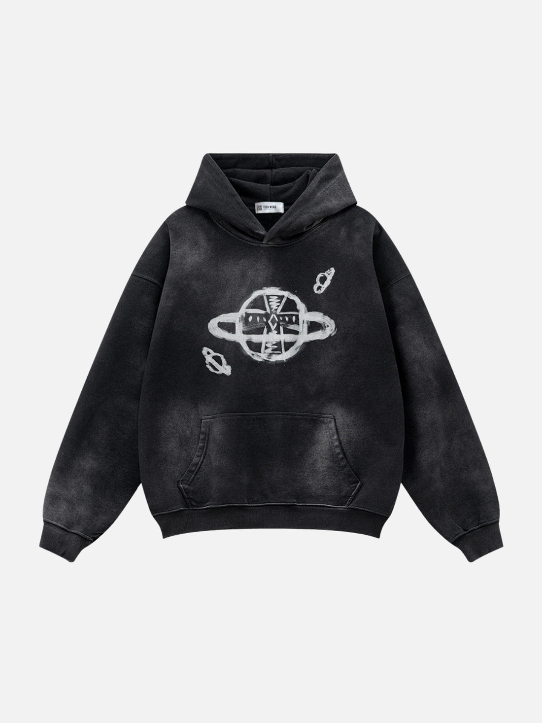 PLUTOS - Oversized Print Hoodie Black | TEENWEAR.EU