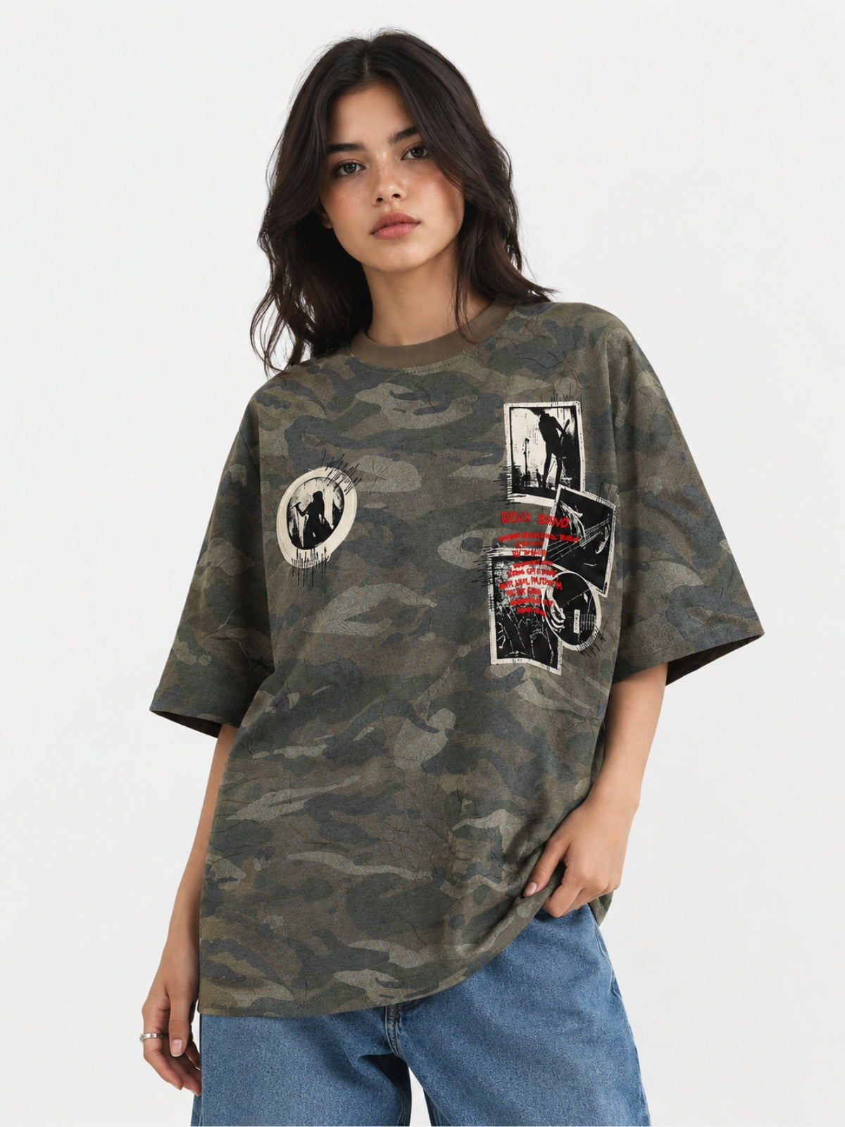 STICKERS - Oversized Graphic Camo T-Shirt | Teenwear.eu