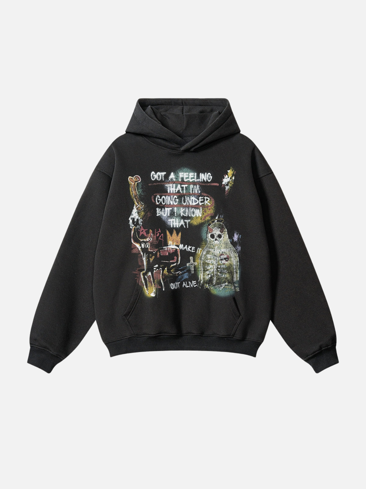 FEELING - Oversized Print Hoodie Black | TEENWEAR.EU