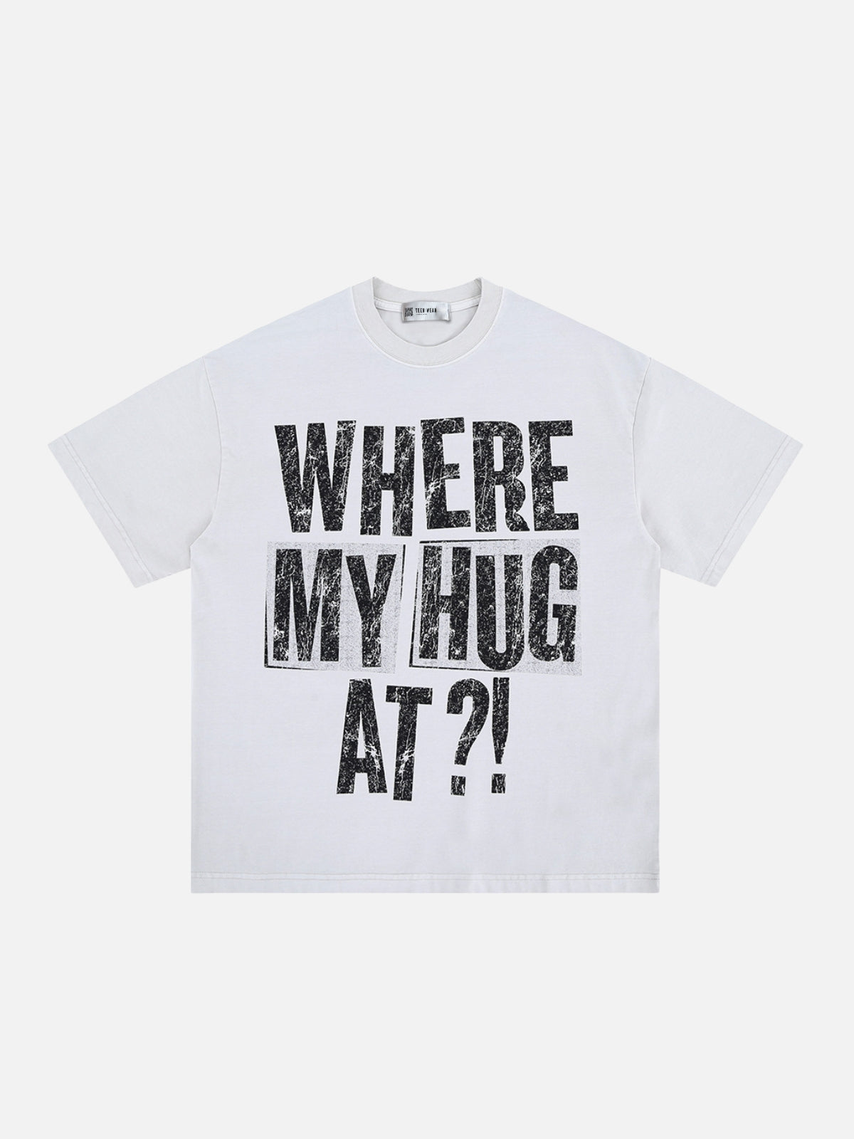 HUG AT? - Oversized Print T-Shirt Beige | TEENWEAR.EU