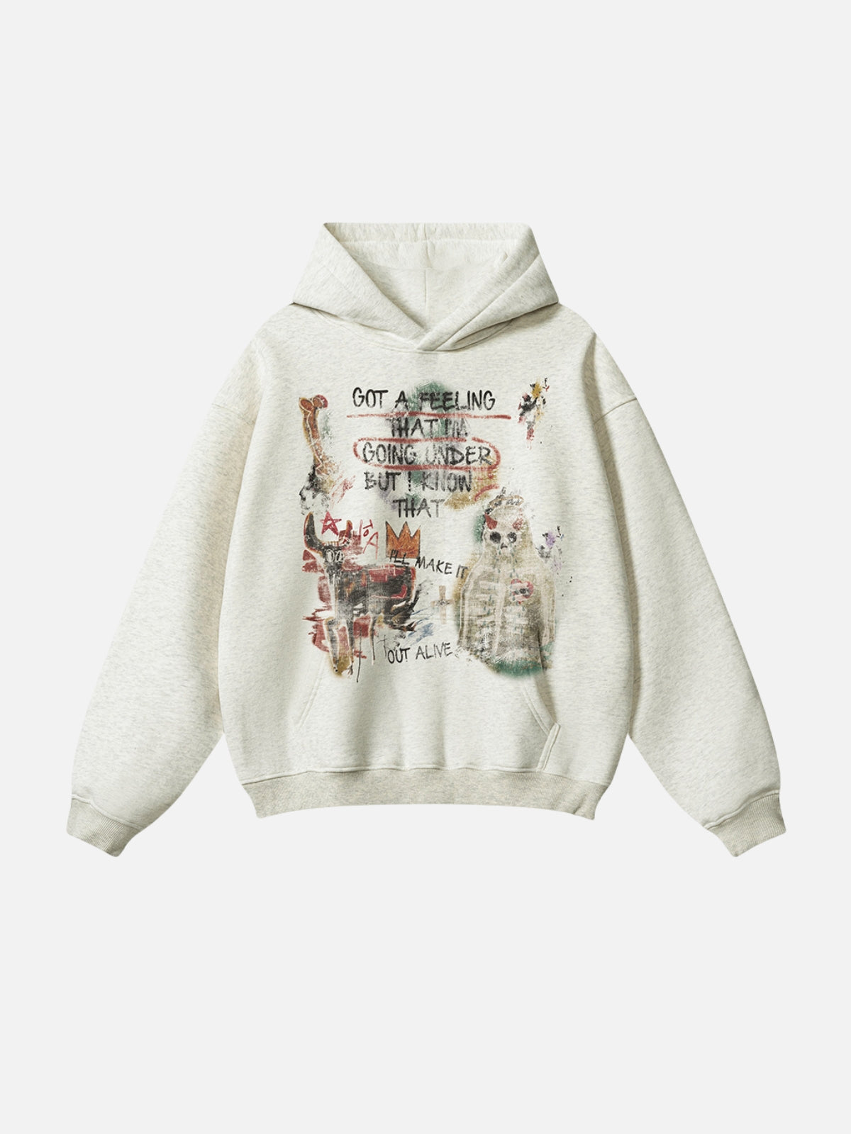 FEELING - Oversized Print Hoodie Beige | TEENWEAR.EU