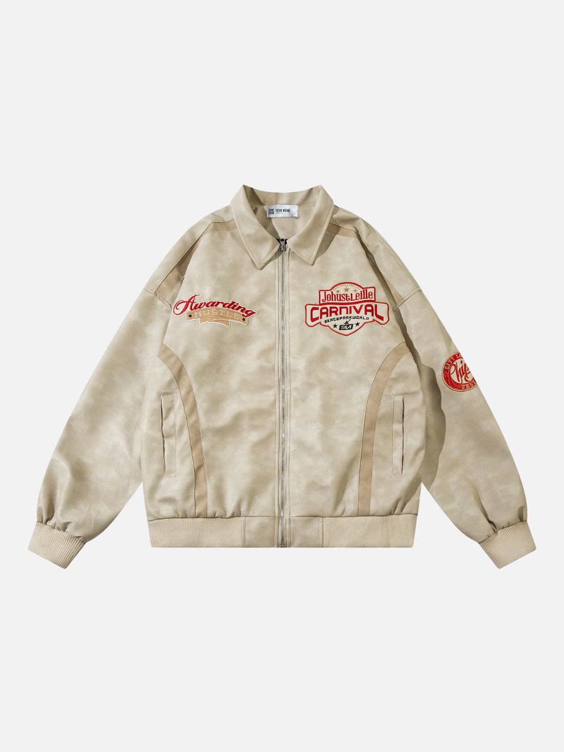 CARNIVAL - Leather Graphic Racing Jacket Black | TEENWEAR.EU