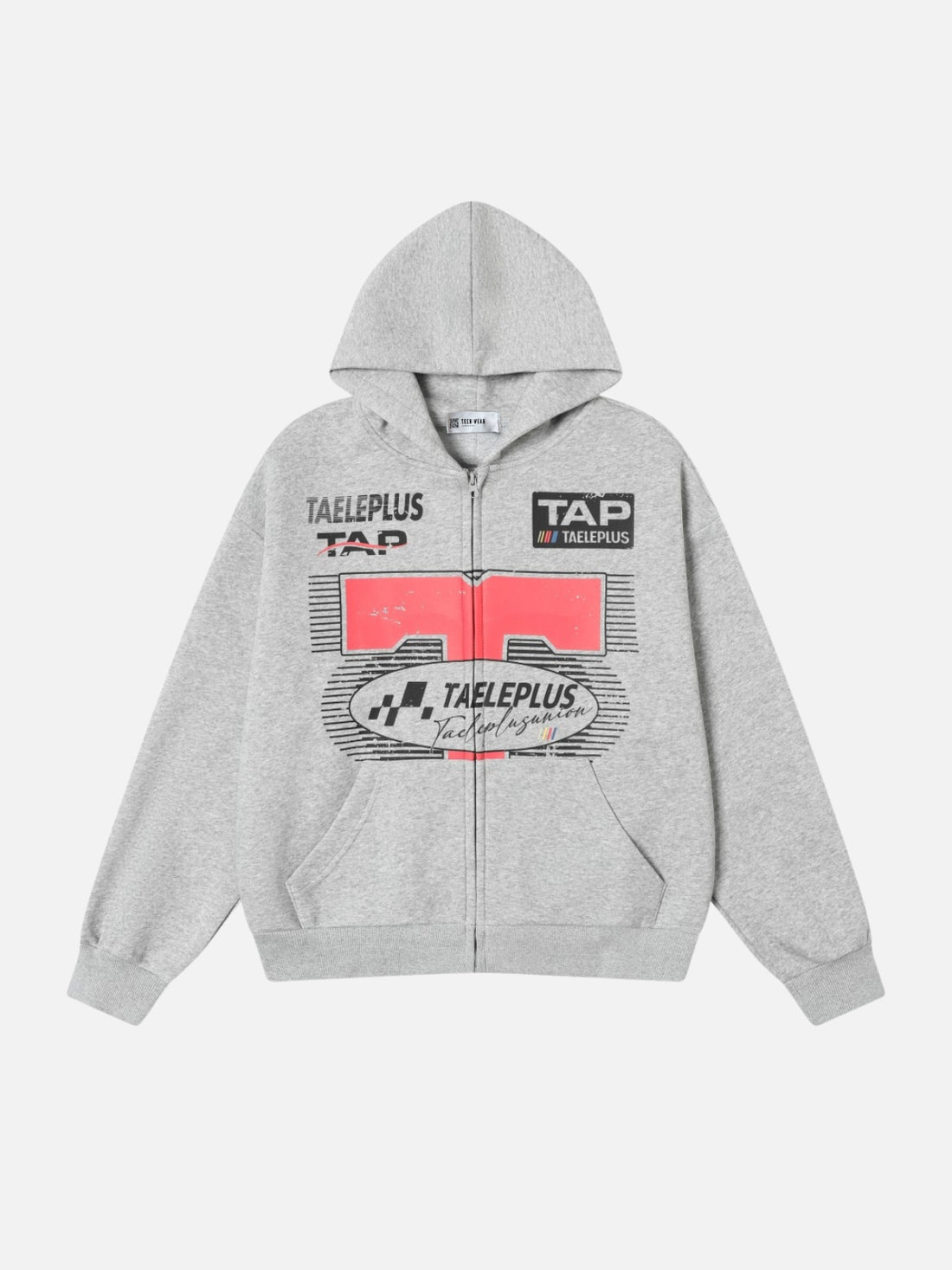 RACING - Oversized Graphic Zip Up Hoodie Black | TEENWEAR.EU