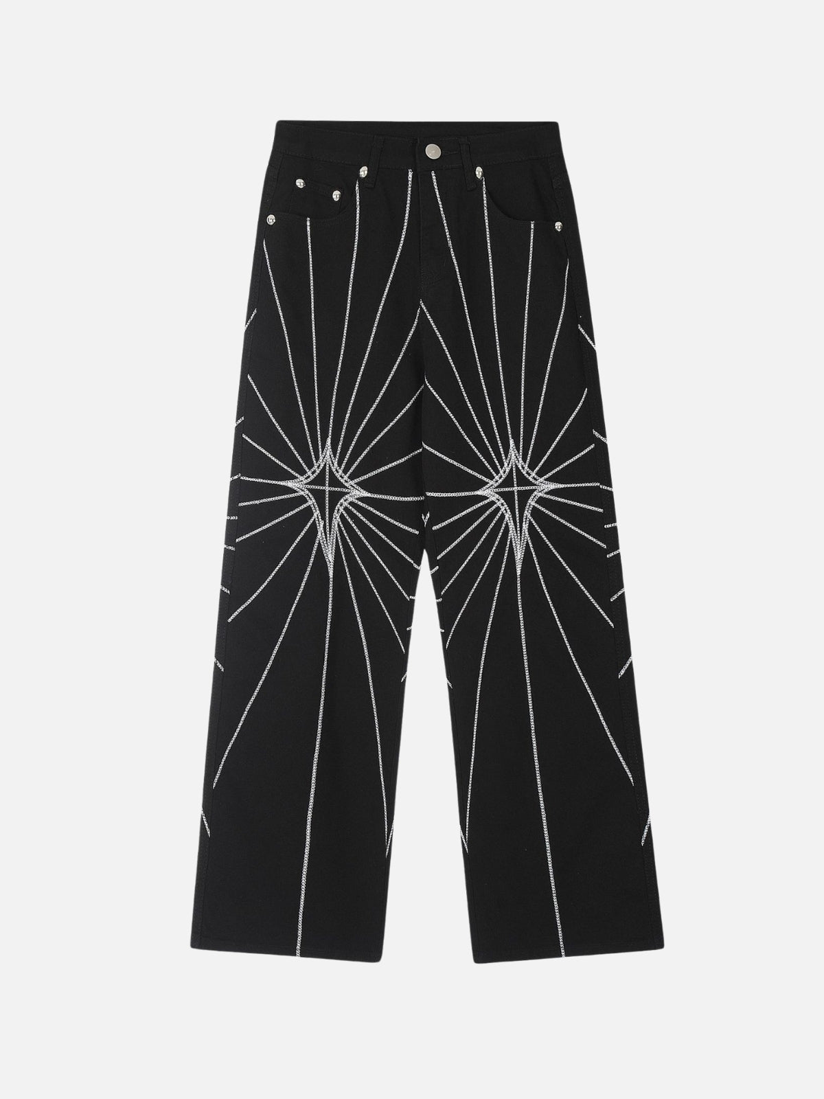 STRIKES - Loose Graphic Embroidered Jeans Black | TEENWEAR.EU