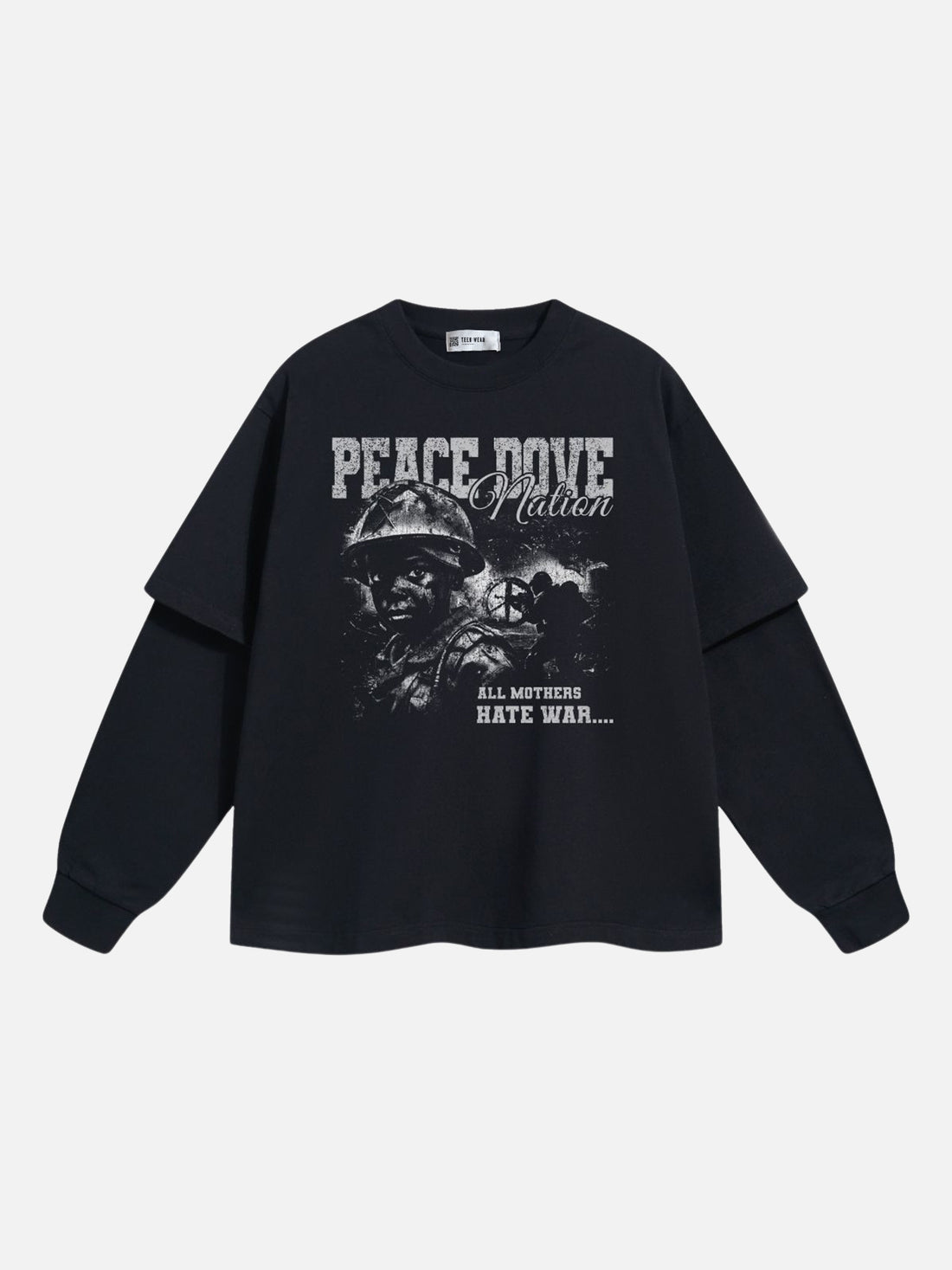 PEACE DOVE - Oversized Print Long Sleeved T-Shirt Green | TEENWEAR.EU