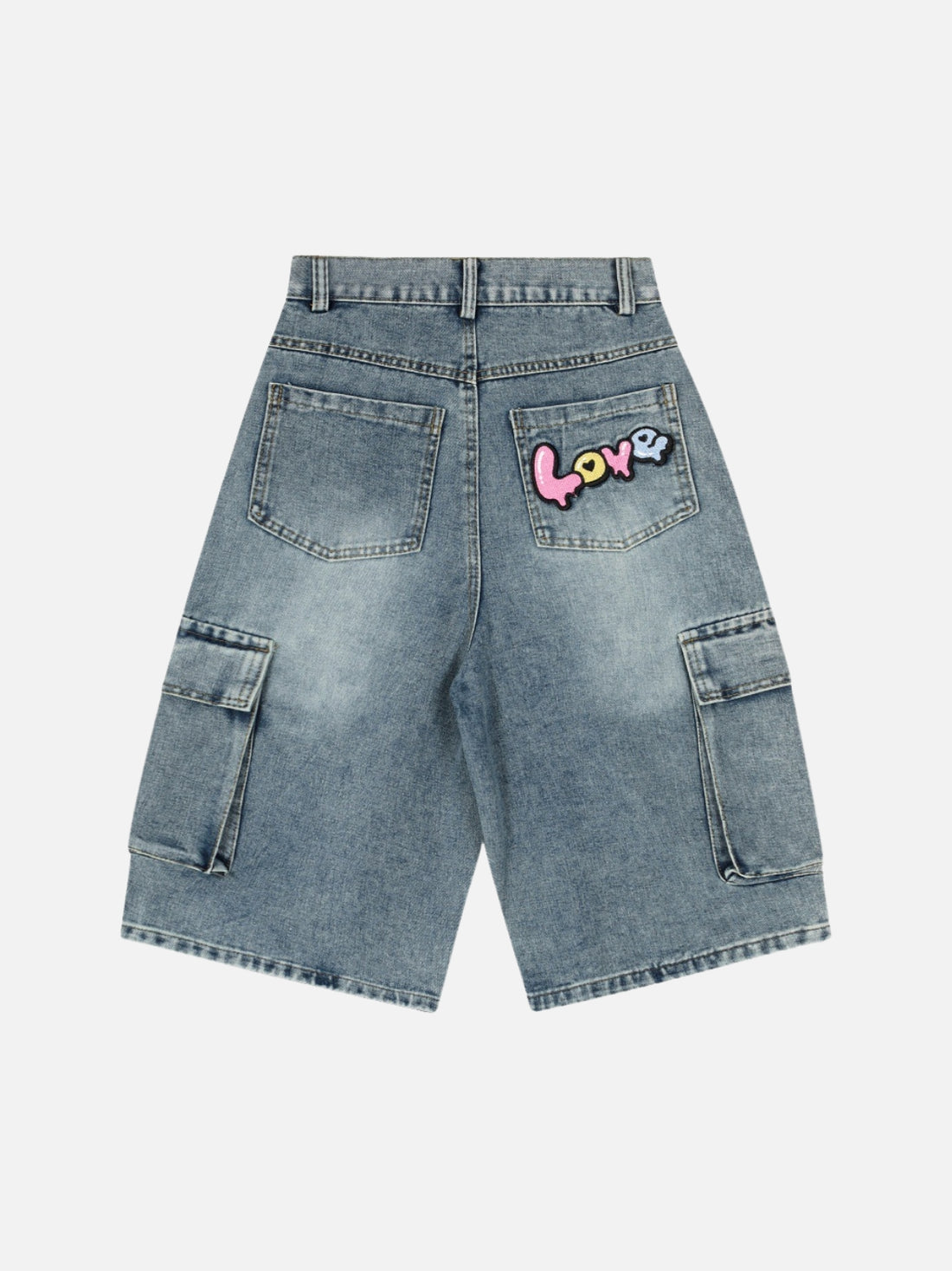 KITTIES - Baggy Embroidered Cargo Jorts Blue | TEENWEAR.EU
