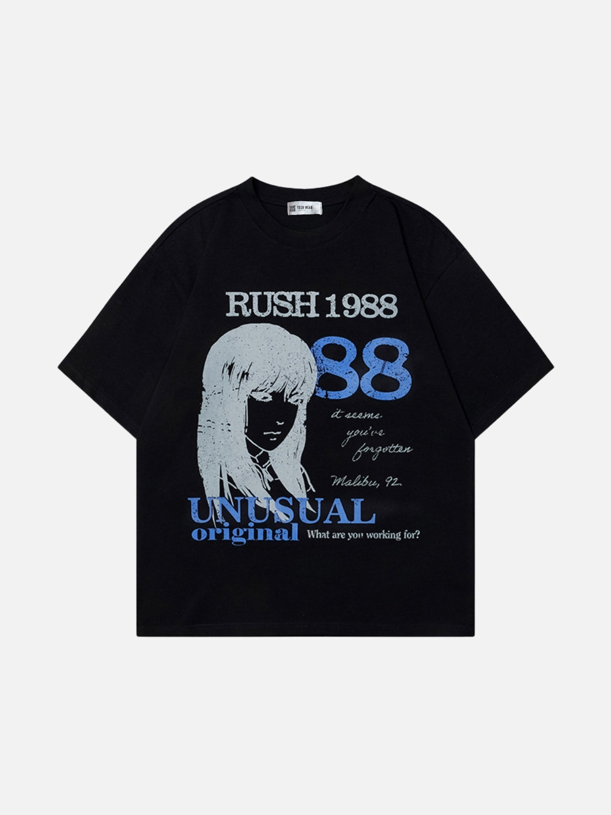 RUSH 1988 - Oversized Print T-shirt Black | TEENWEAR.EU