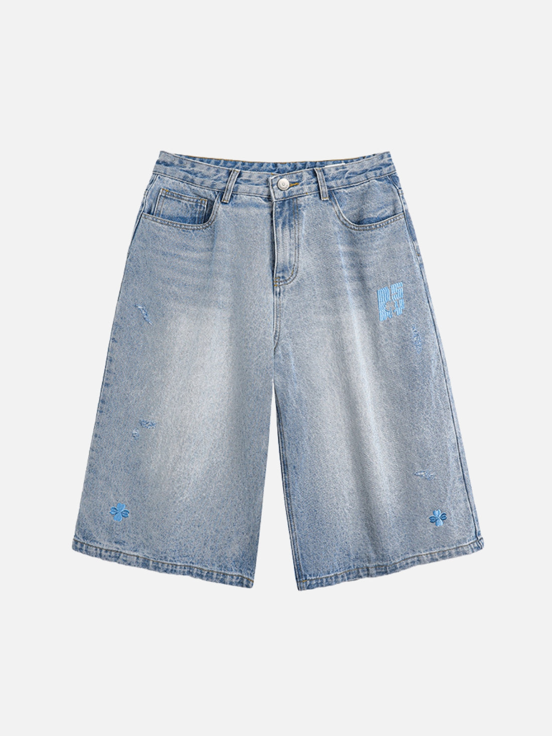 DRIFTED - Baggy Denim Graphic Jorts Blue | TEENWEAR.EU
