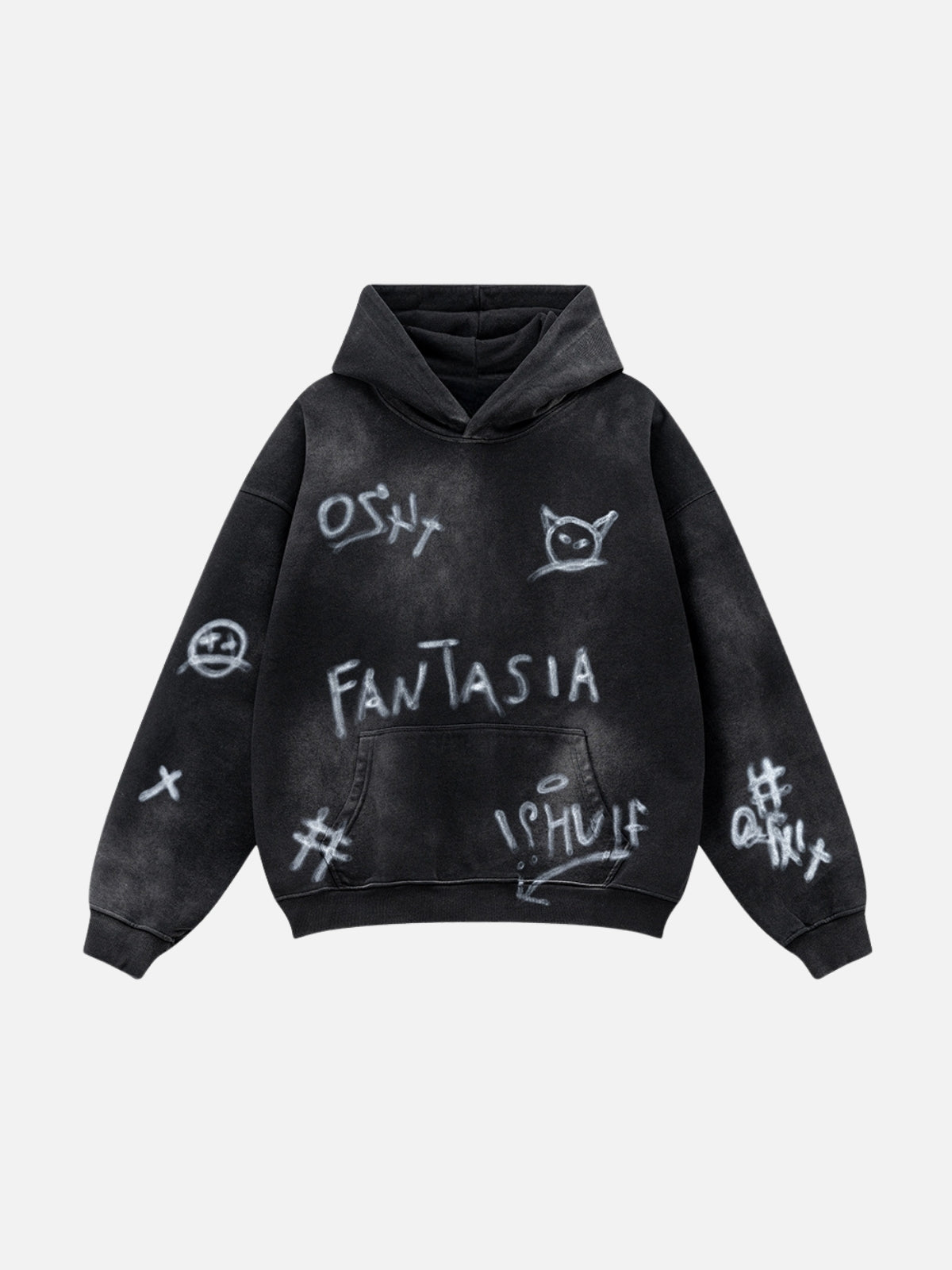 FANTASIA - Oversized Print Hoodie Black | TEENWEAR.EU
