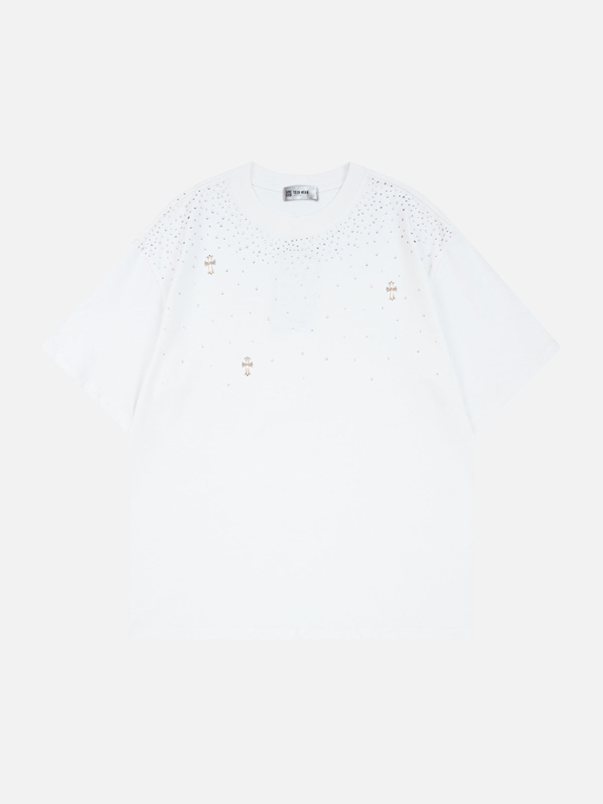 CRUXZY - Oversized Embroidered T-Shirt White | Teenwear.eu