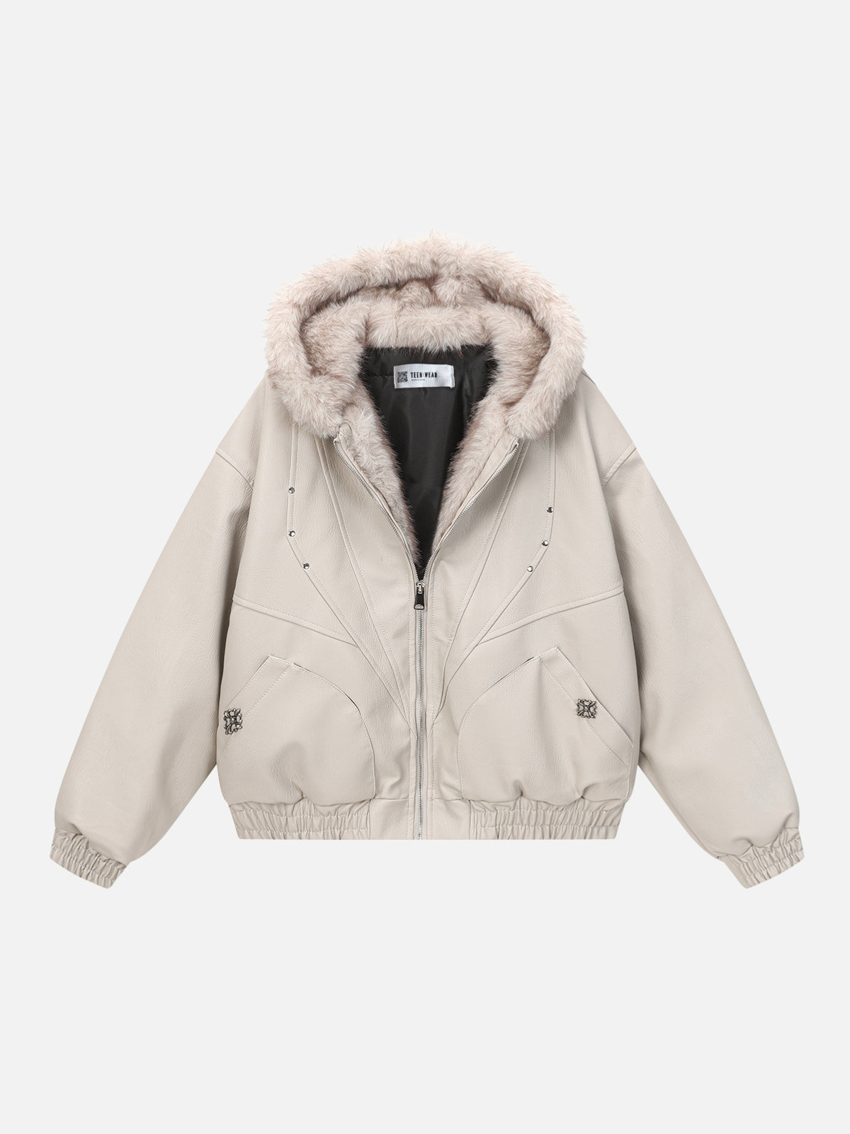 STREET EDGE - Black Faux Leather Oversized Jacket