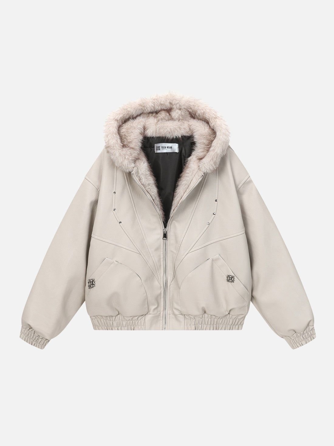 STREET EDGE - Black Faux Leather Oversized Jacket